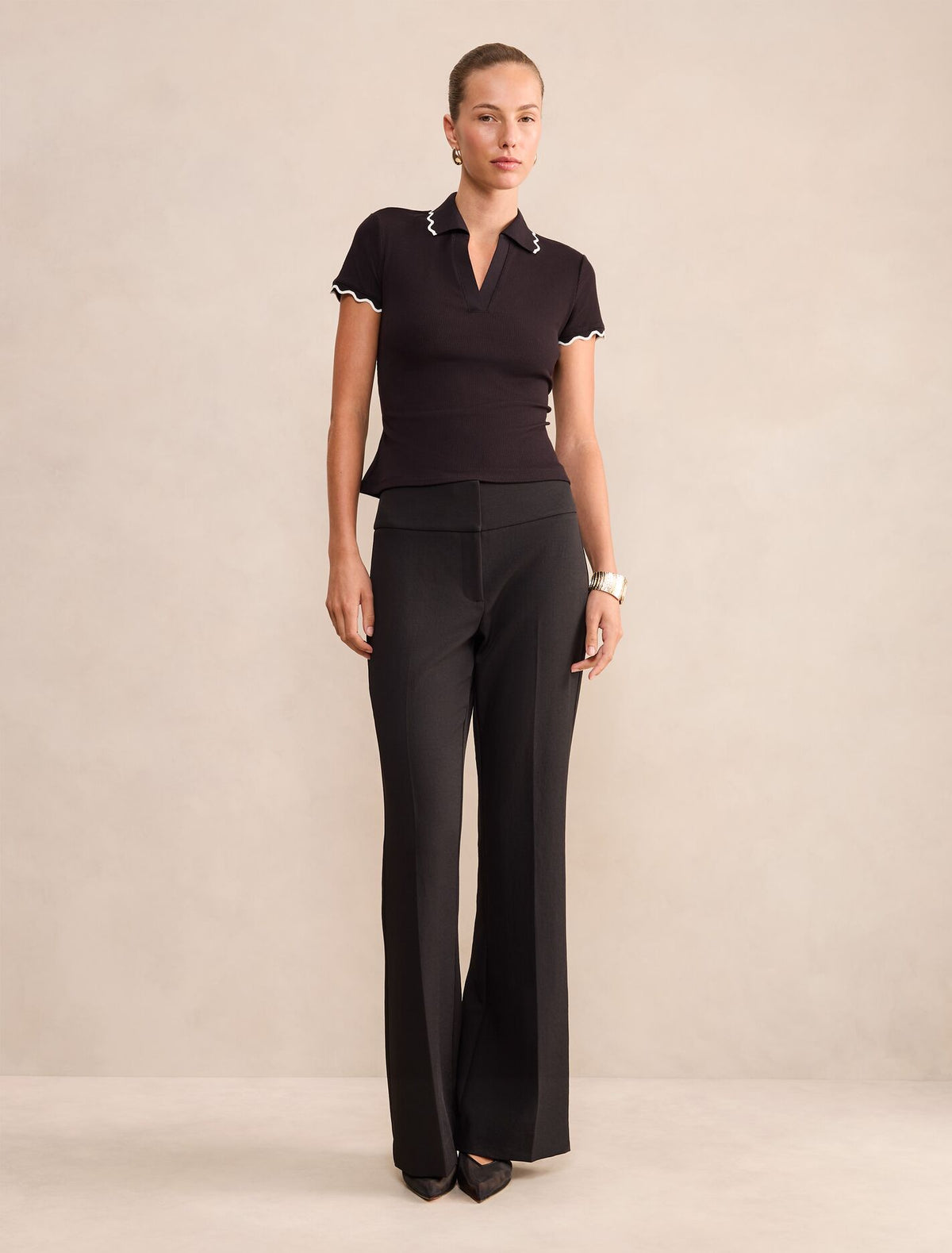 Sarah Scallop Trim Polo Top Forever New