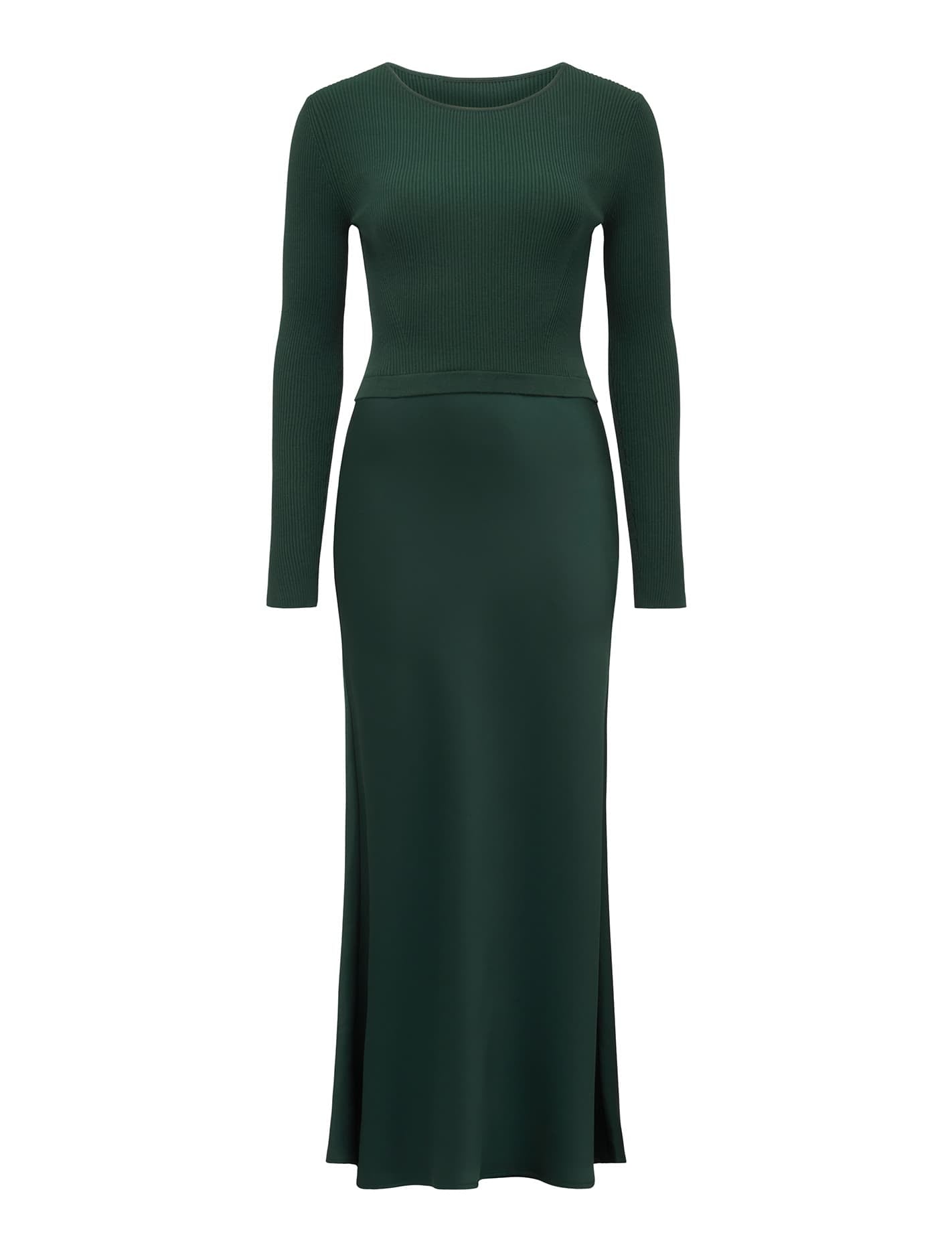 Alicia Long Sleeve Satin Mix Knit Dress Forever New