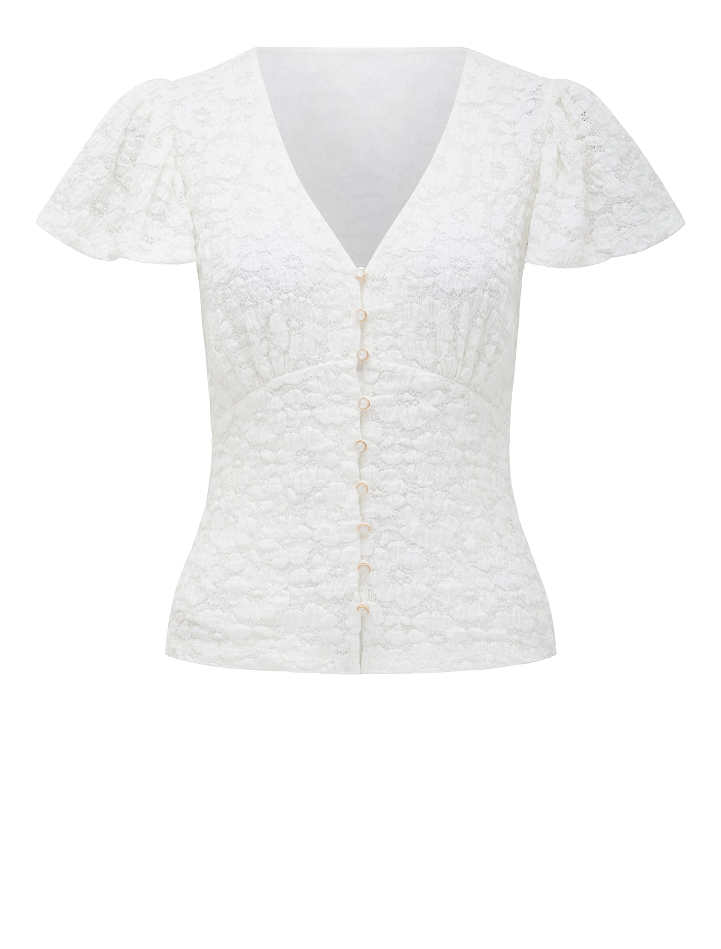 Yara Flutter Sleeve Lace Top Forever New