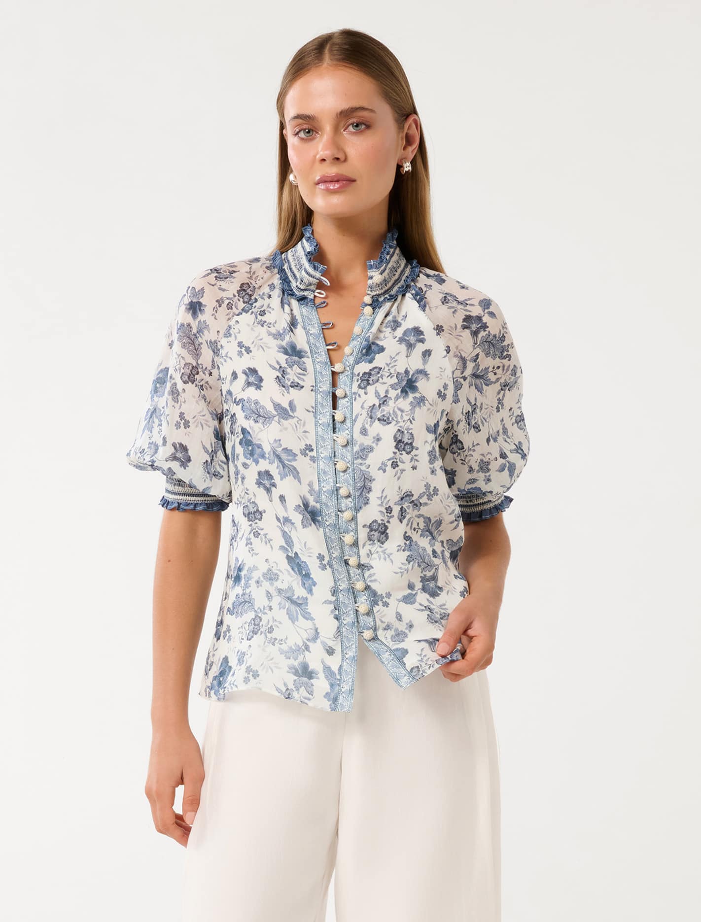 Rochelle Short Sleeve Blouse Rani Chintz Forever New
