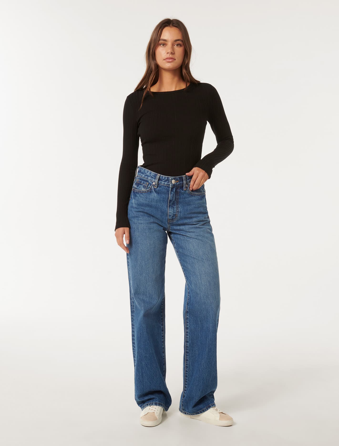 Meghan Rib Crew Neck Top Forever New
