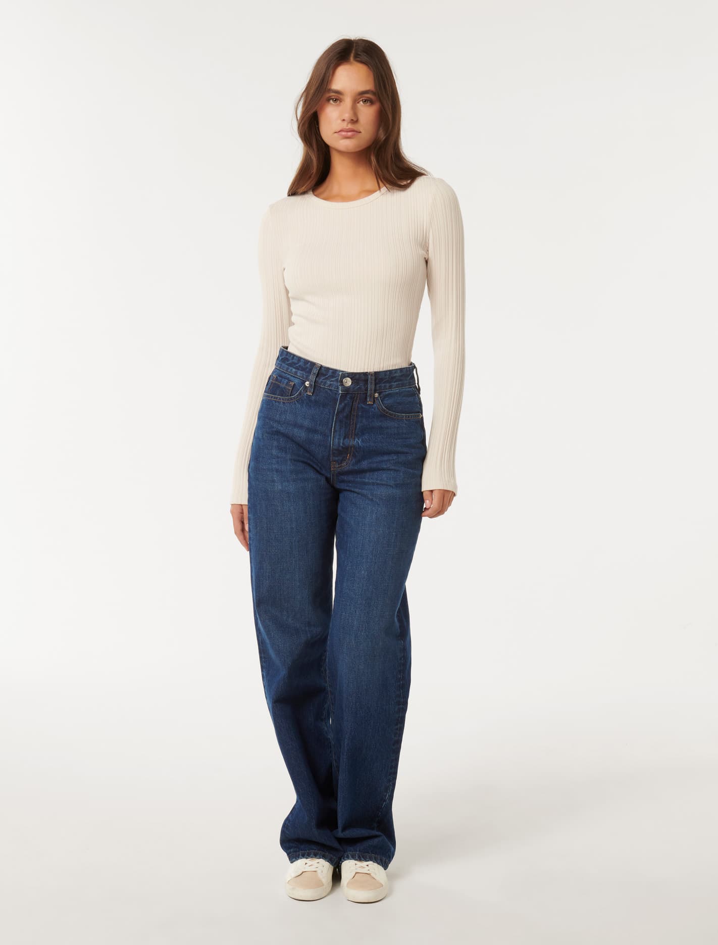 Meghan Rib Crew Neck Top Forever New
