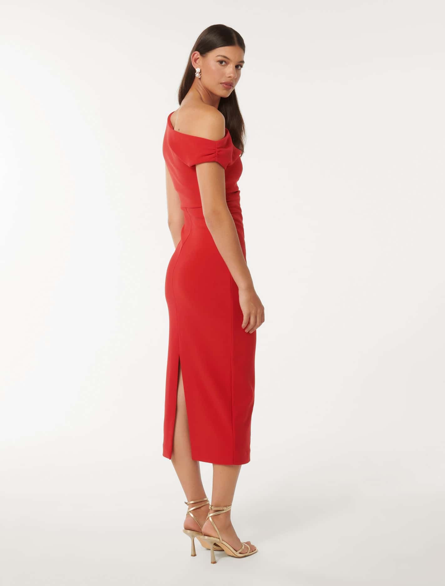 Alexa Tipped Shoulder Bodycon Midi Dress Forever New