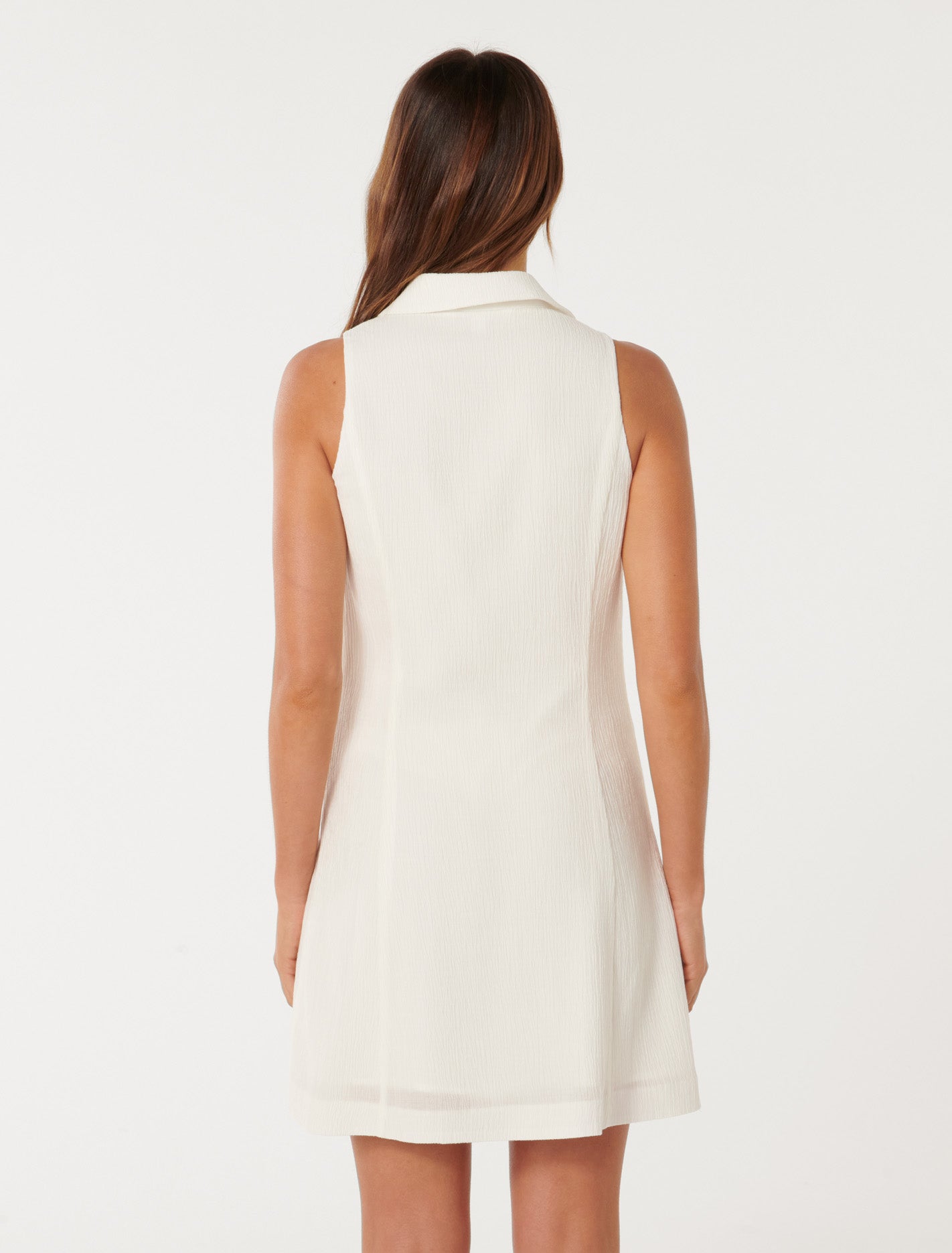 Aletta Textured Button Front Mini Dress Forever New