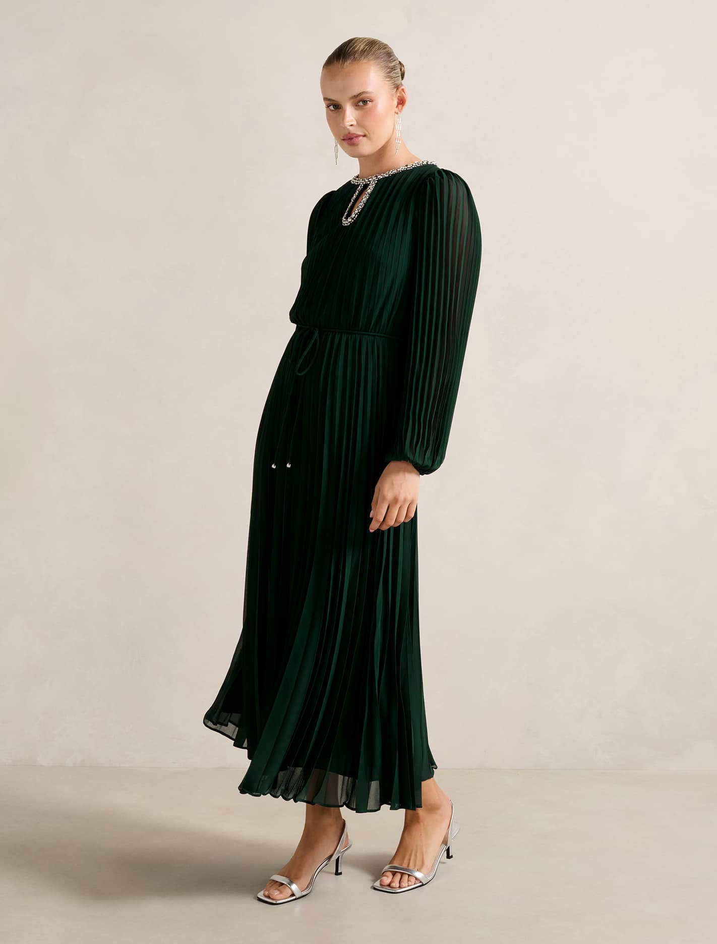 Zelda Embellished Pleat Midi Dress Forever New