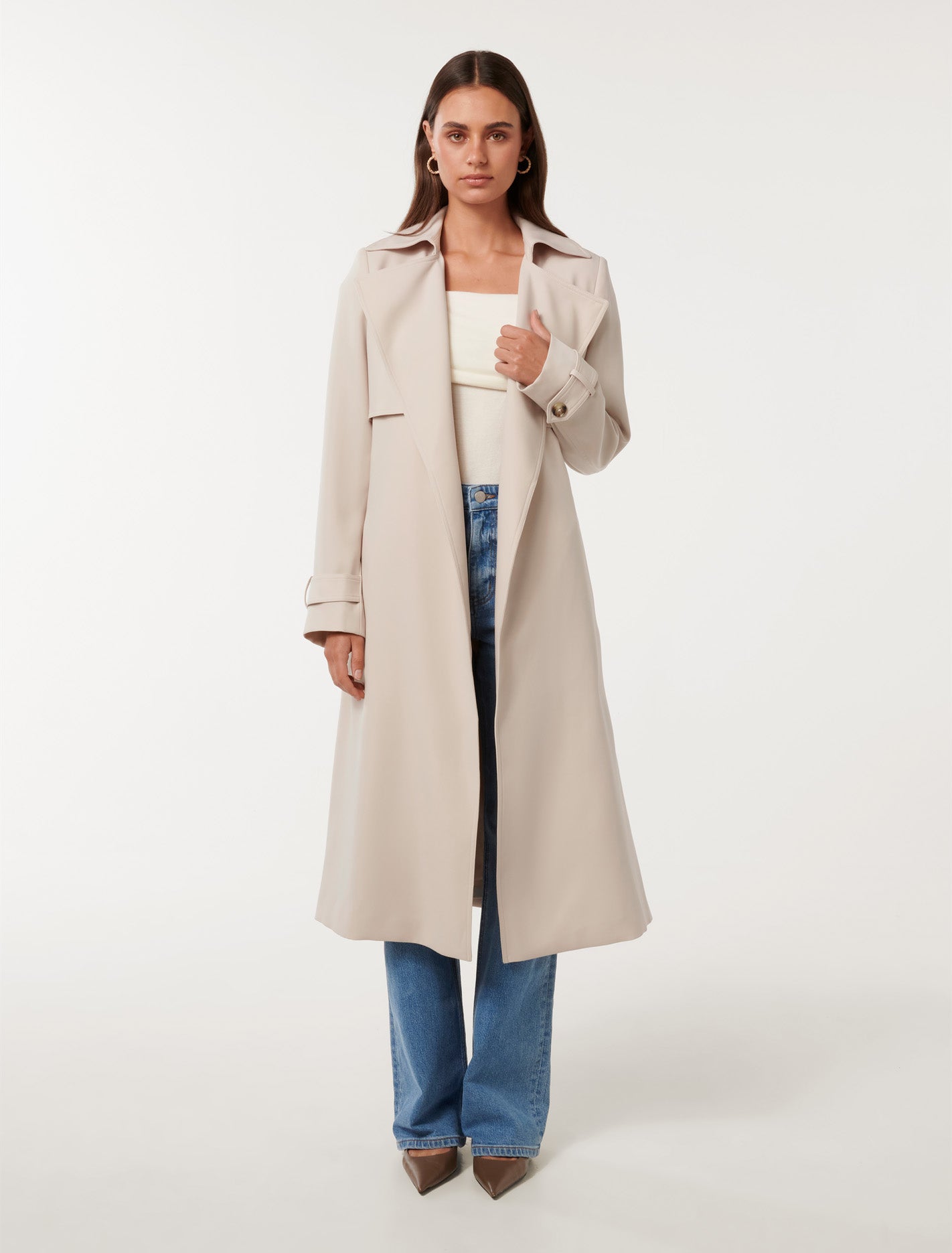 Emma Soft Trench Coat Almond Milk Forever New