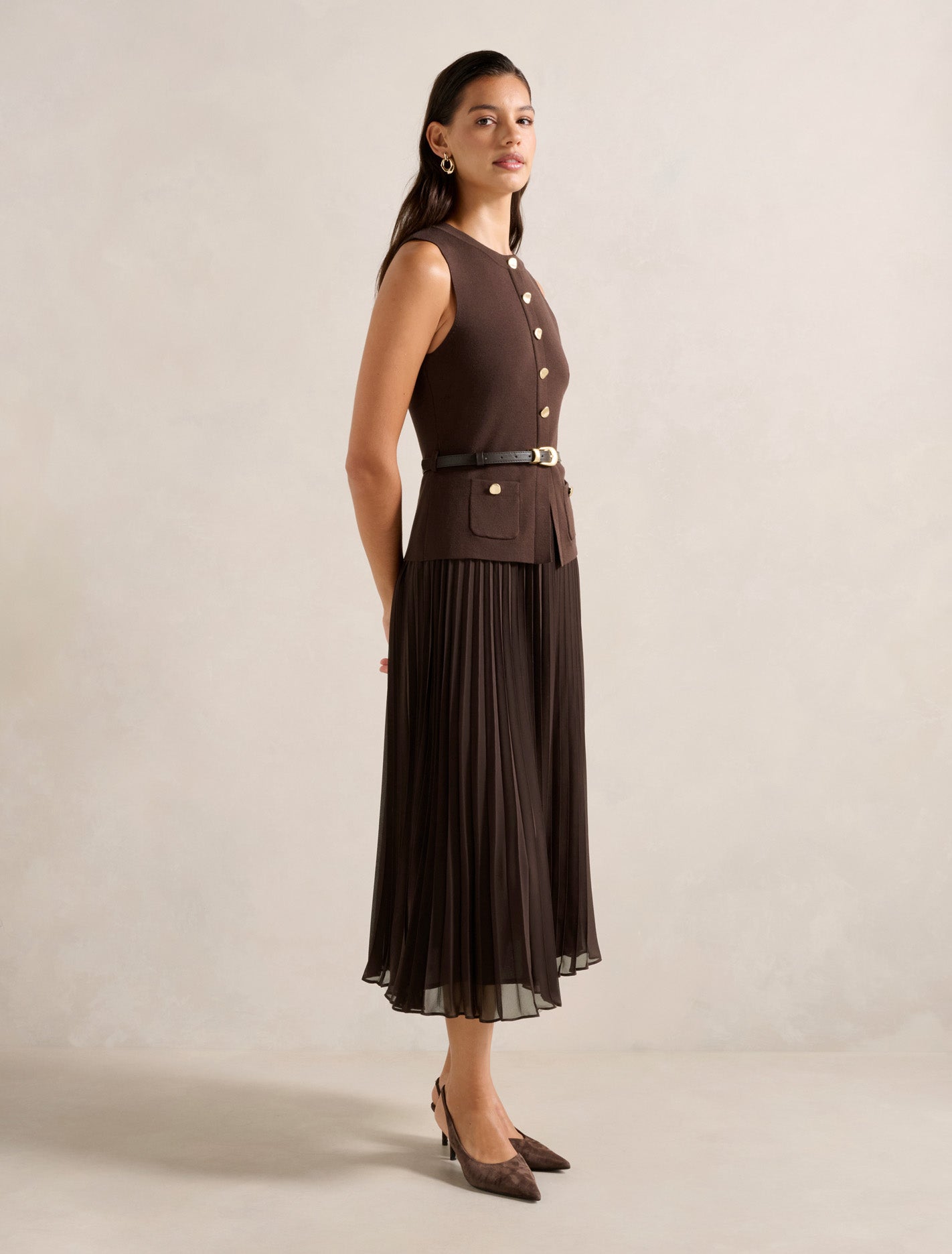 Daphne Waistcoat Knit Midi Dress Forever New