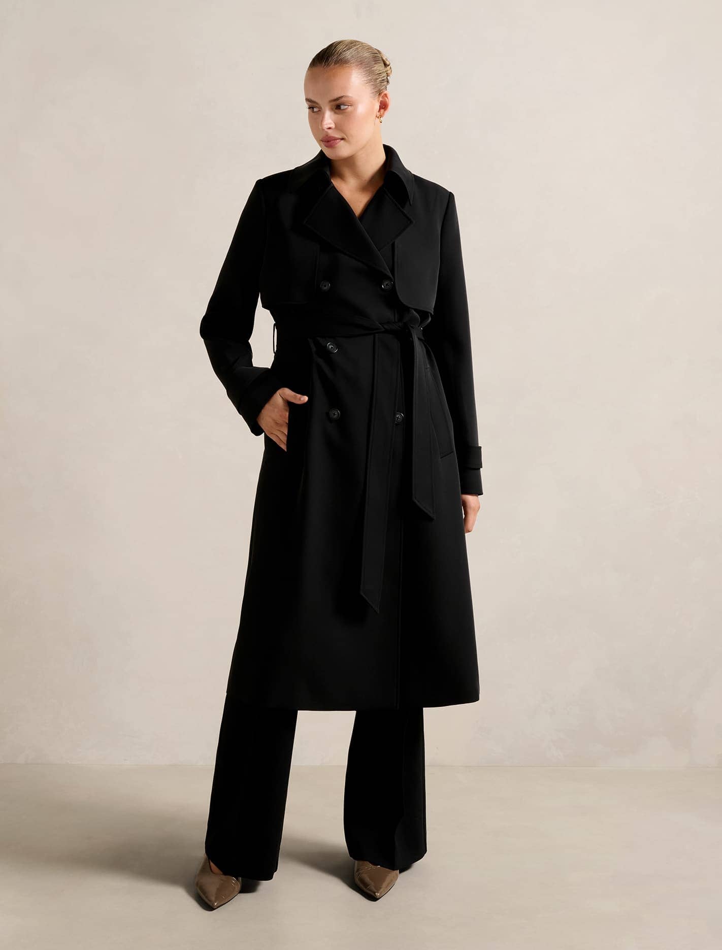 Delilah Soft Trench Coat Black Forever New