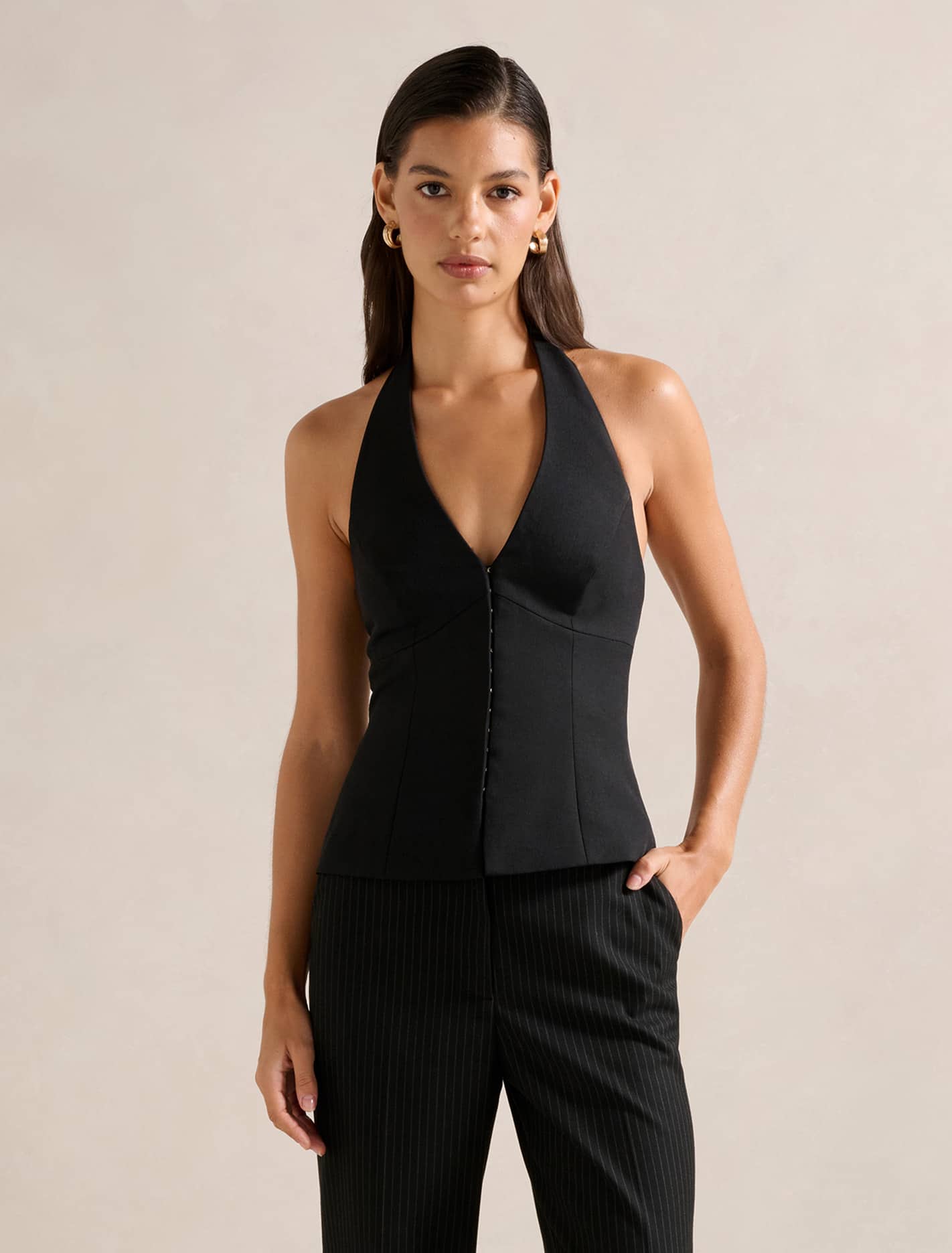 Ricki Halter Waistcoat Black Co-Ord Forever New