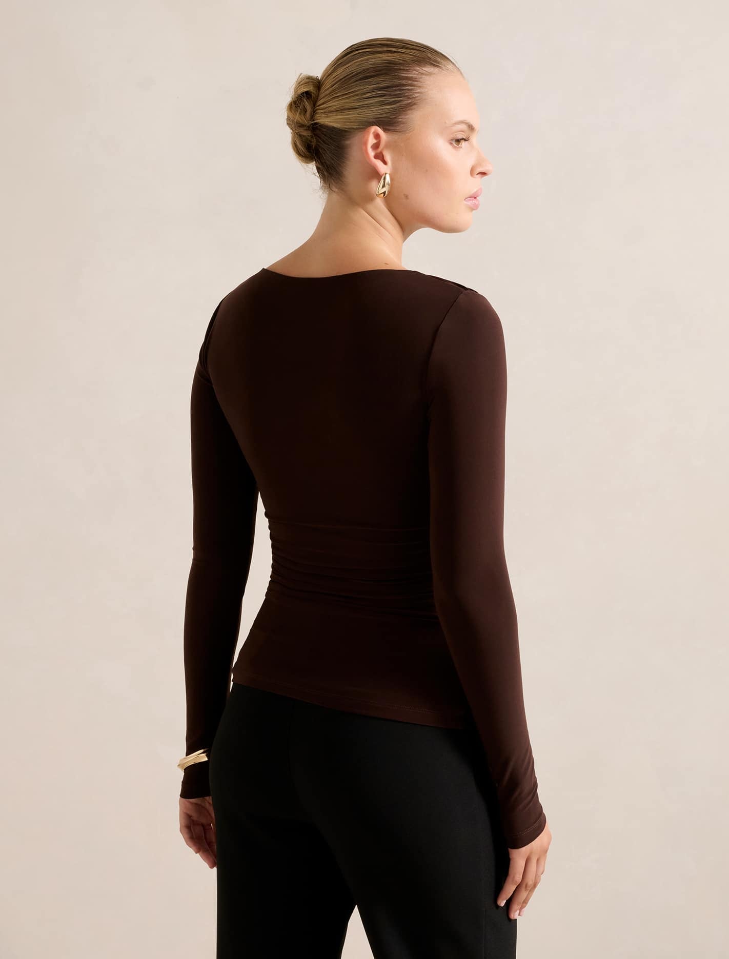 Monica Ruched Boat Neck Top Forever New