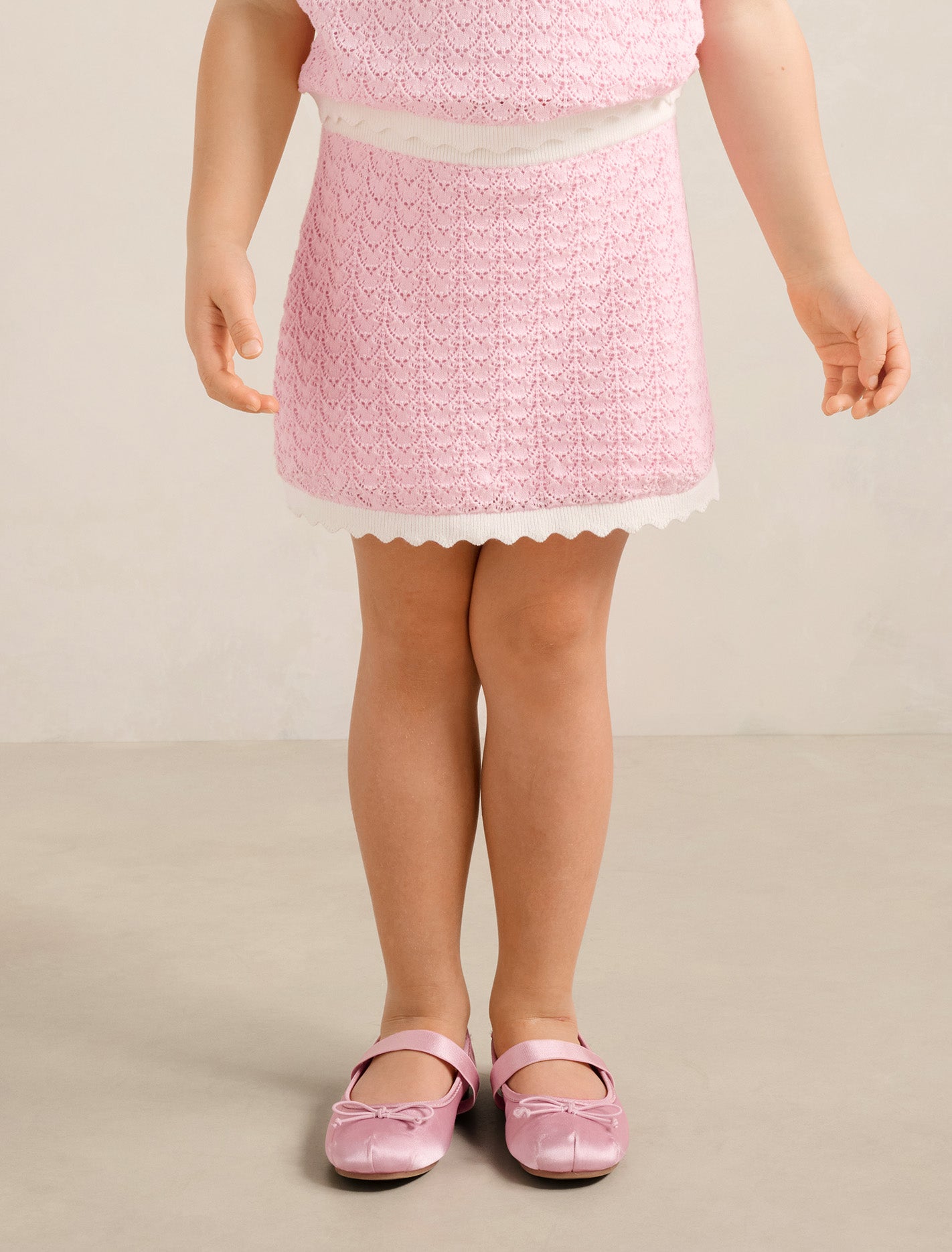 Connie Girls Scallop Knit Skirt Pink Forever New