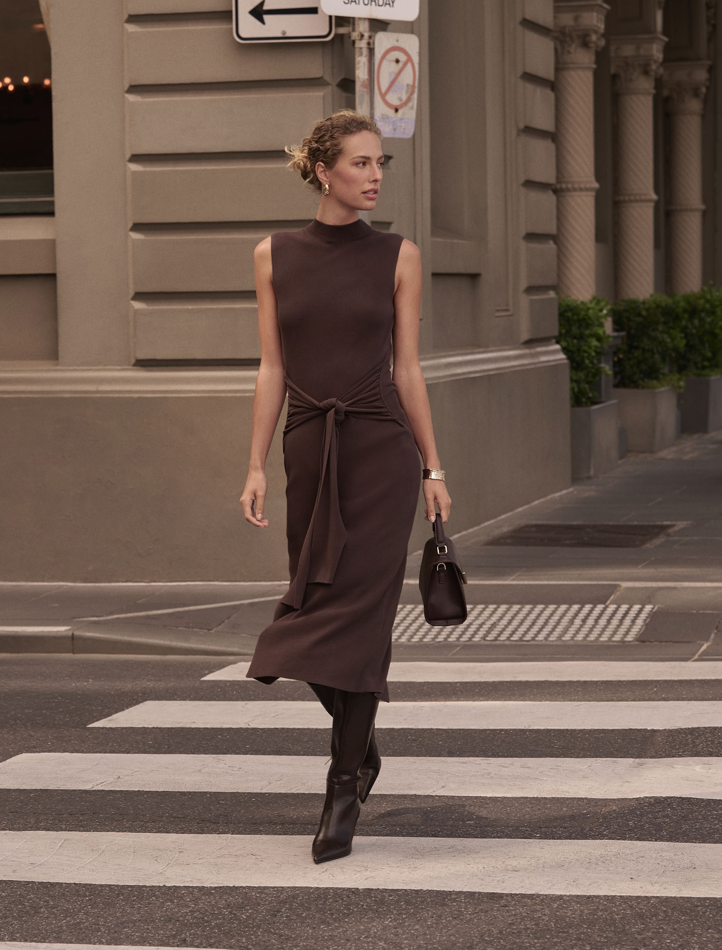 Margot Wrap Detail Knit Midi Dress Forever New