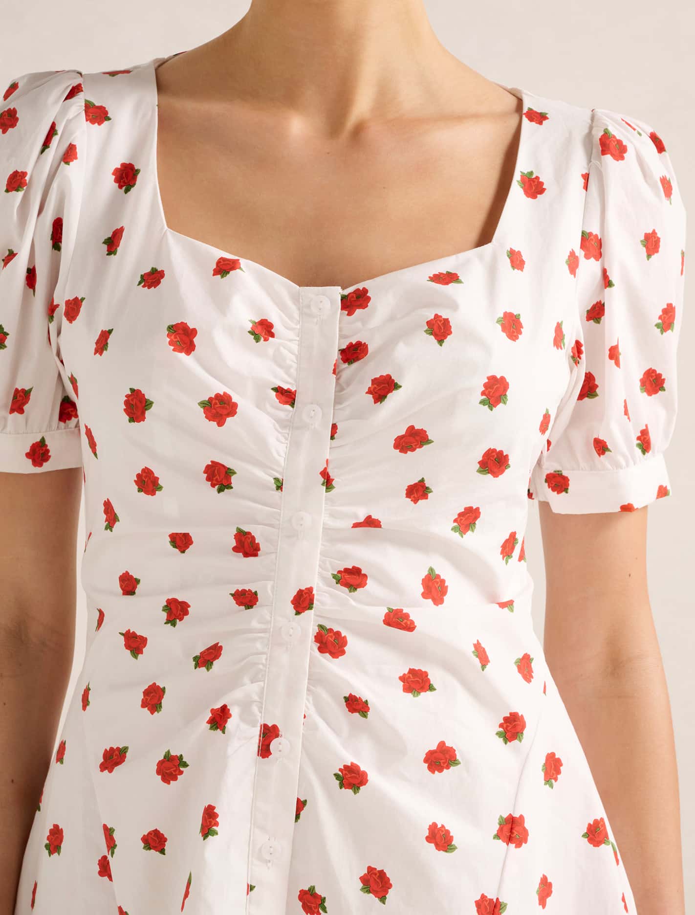 Mallory Gathered Cotton Mini Dress Forever New