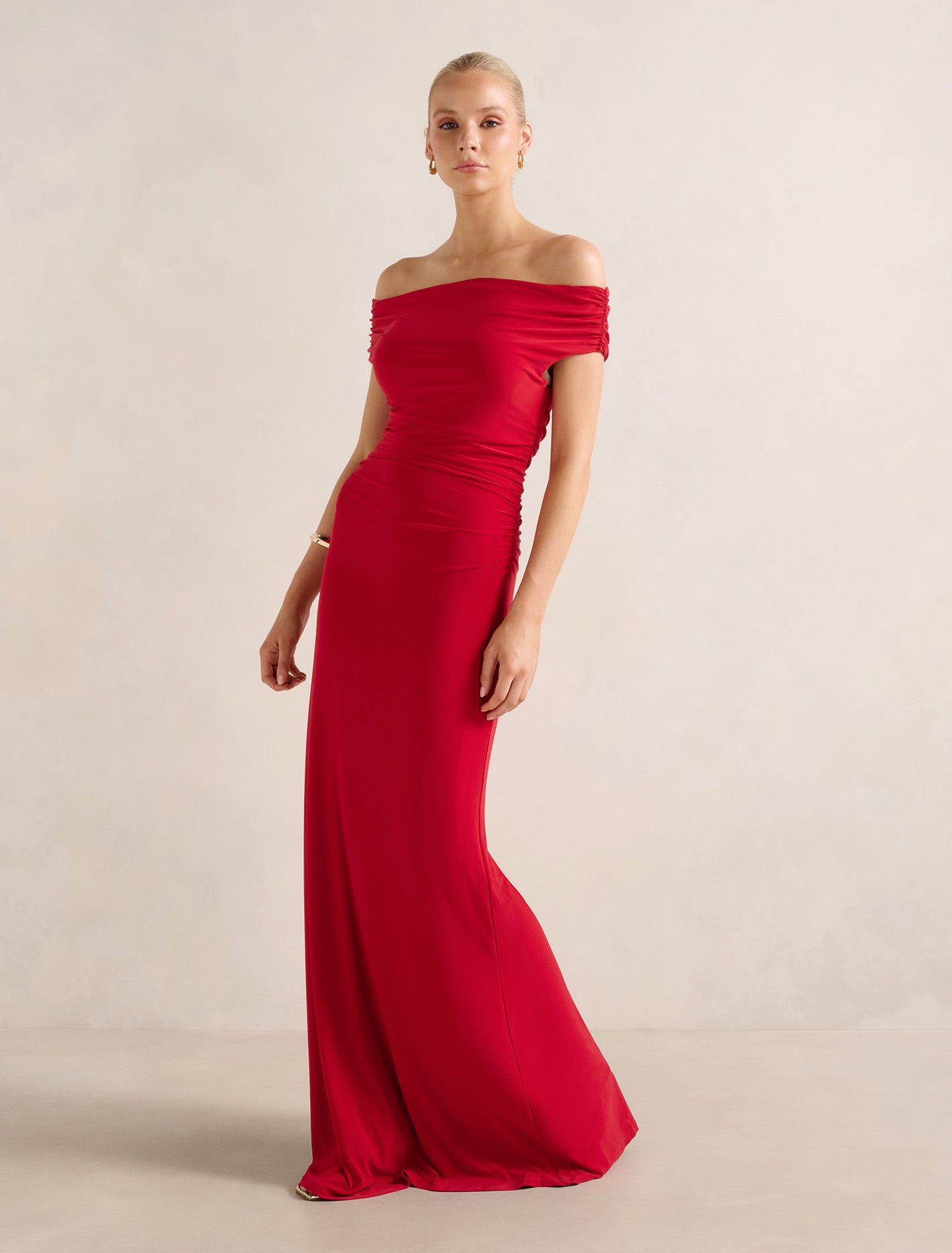 Romy Off Shoulder Jersey Maxi Dress Forever New