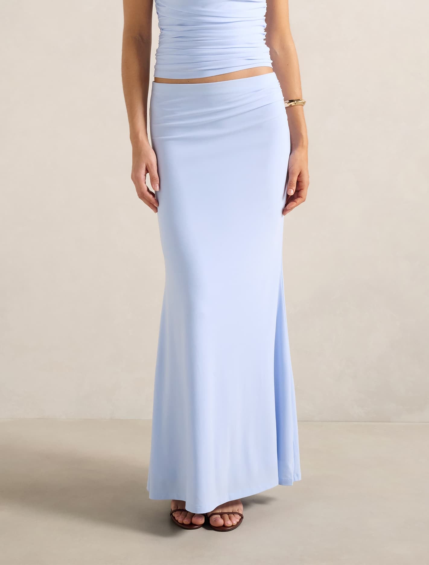 Mimi Flute Maxi Skirt Sky Blue Co-ord B Forever New
