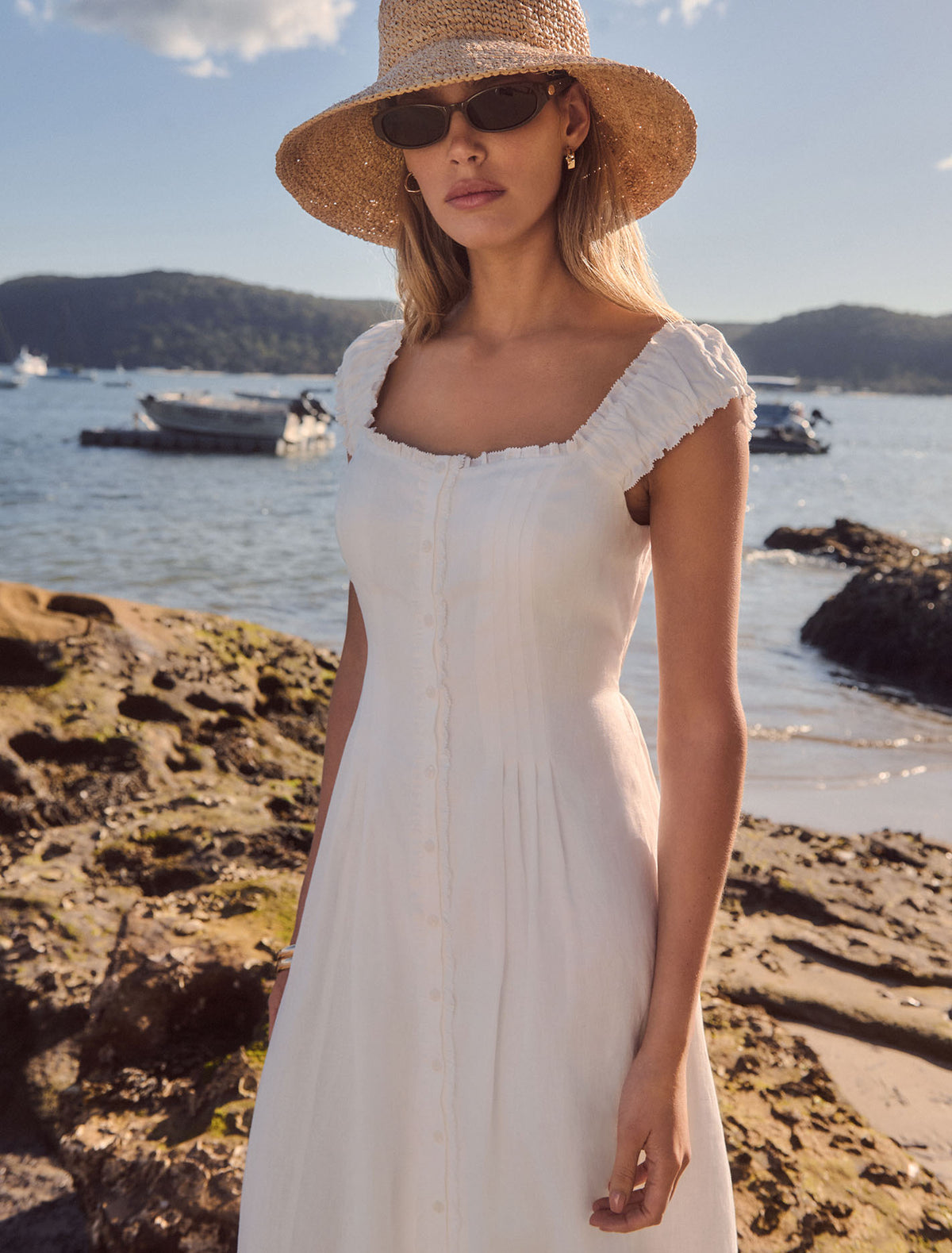 Adriana Pintuck Linen Midi Dress Forever New