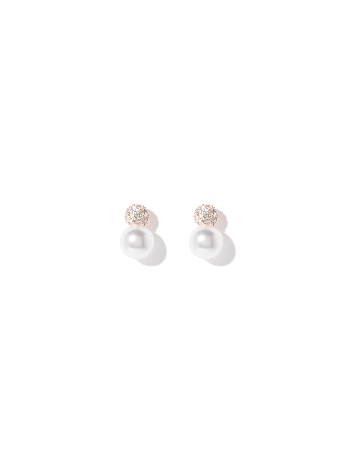 Rose Ball Crystal & Pearl Stud Earrings 0 Rose Gold Forever New