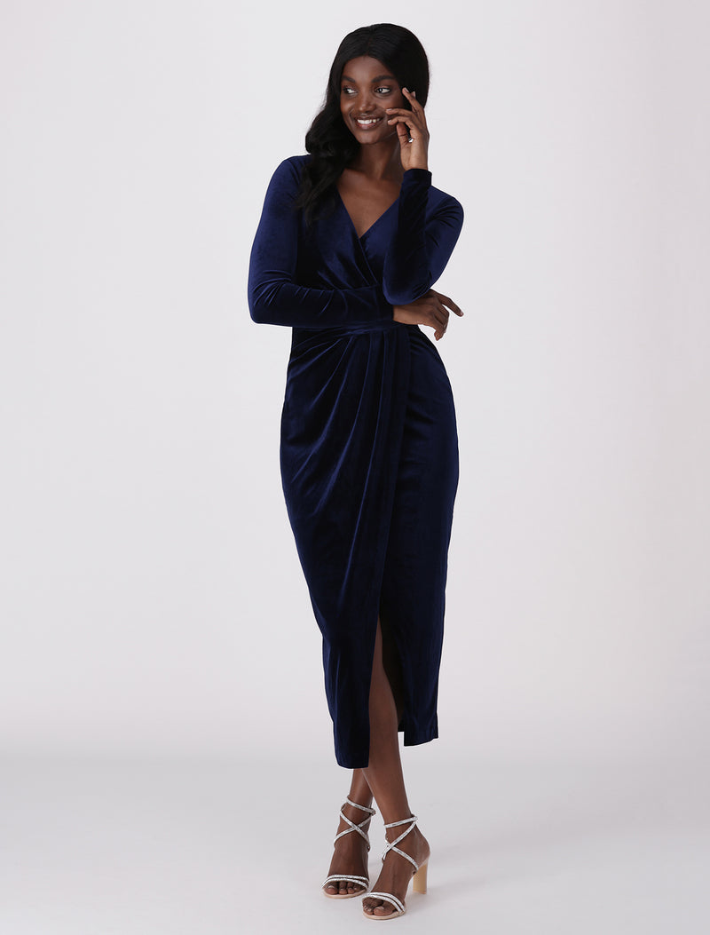 Julianne Wrap Velvet Midi Dress Forever New