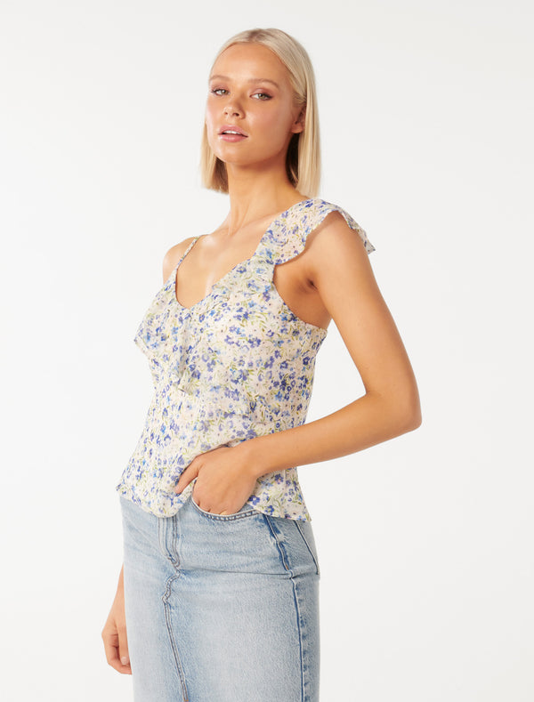 Natalya Asymmetric Ruffle Cami Top Forever New