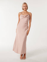 Ruby Petite Tie Back Satin Maxi Dress Forever New