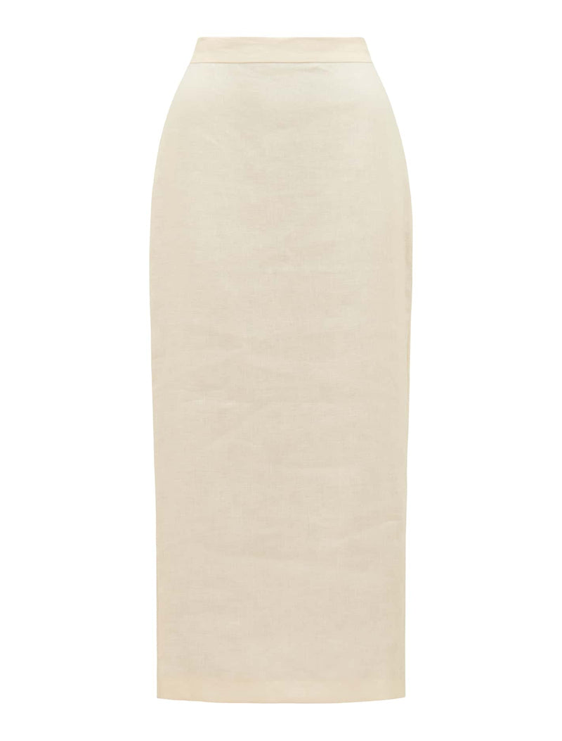 Lucy Linen Column Midi Skirt Forever New