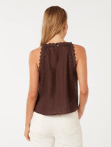 Linley Linen Trim Tank Top Forever New