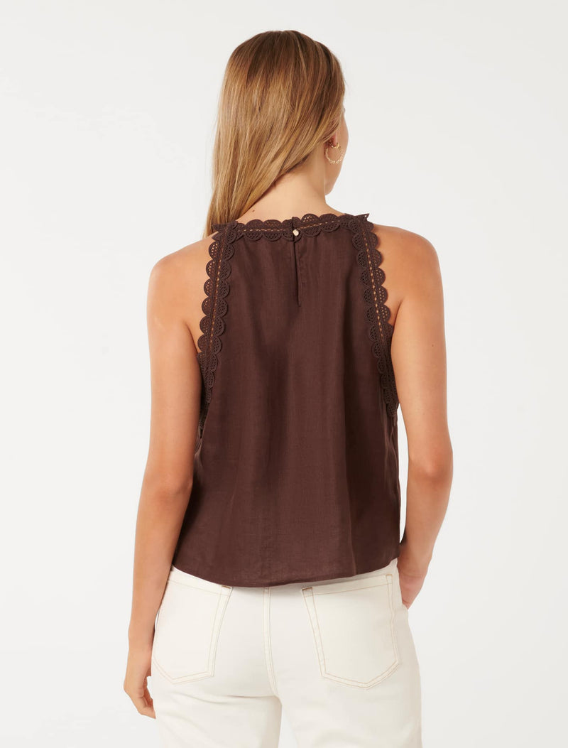 Linley Linen Trim Tank Top Forever New