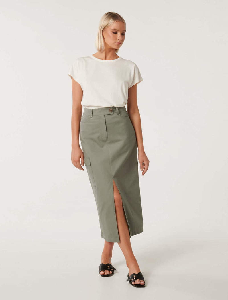 Evelyn Split Midi Skirt Forever New