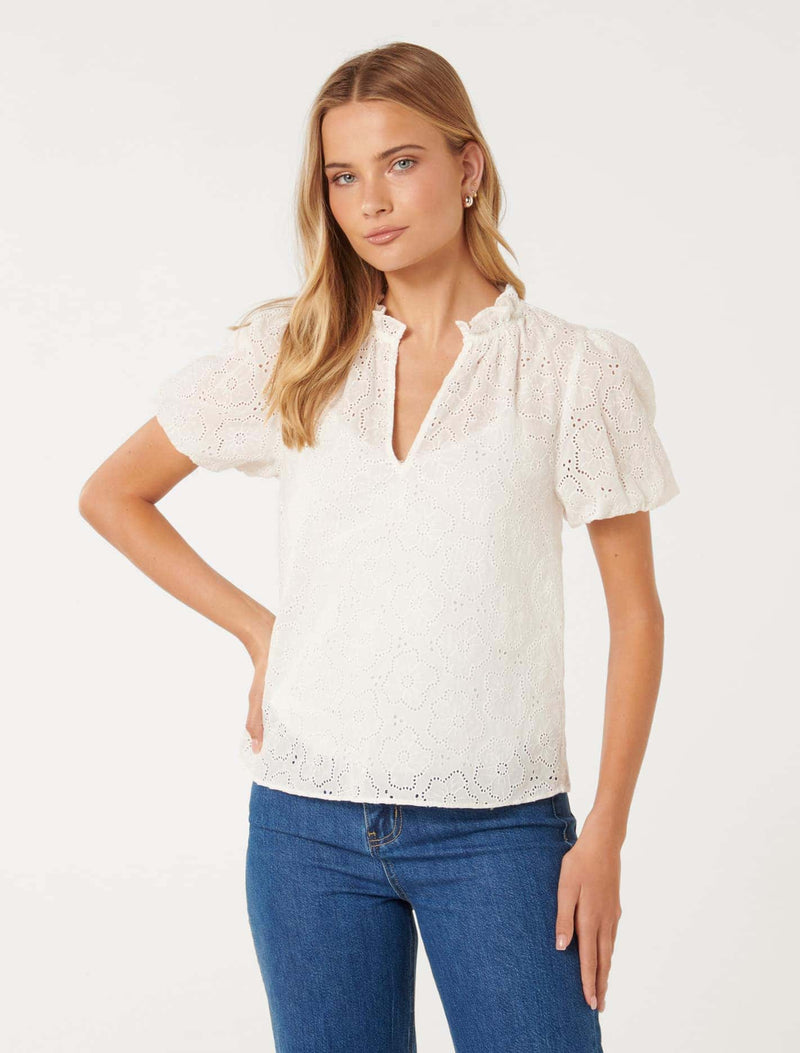 Tottie Short Sleeve Broderie Top Forever New