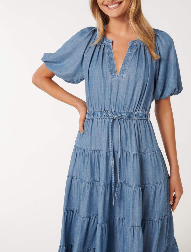 Gabbie Tiered Midi Dress Forever New