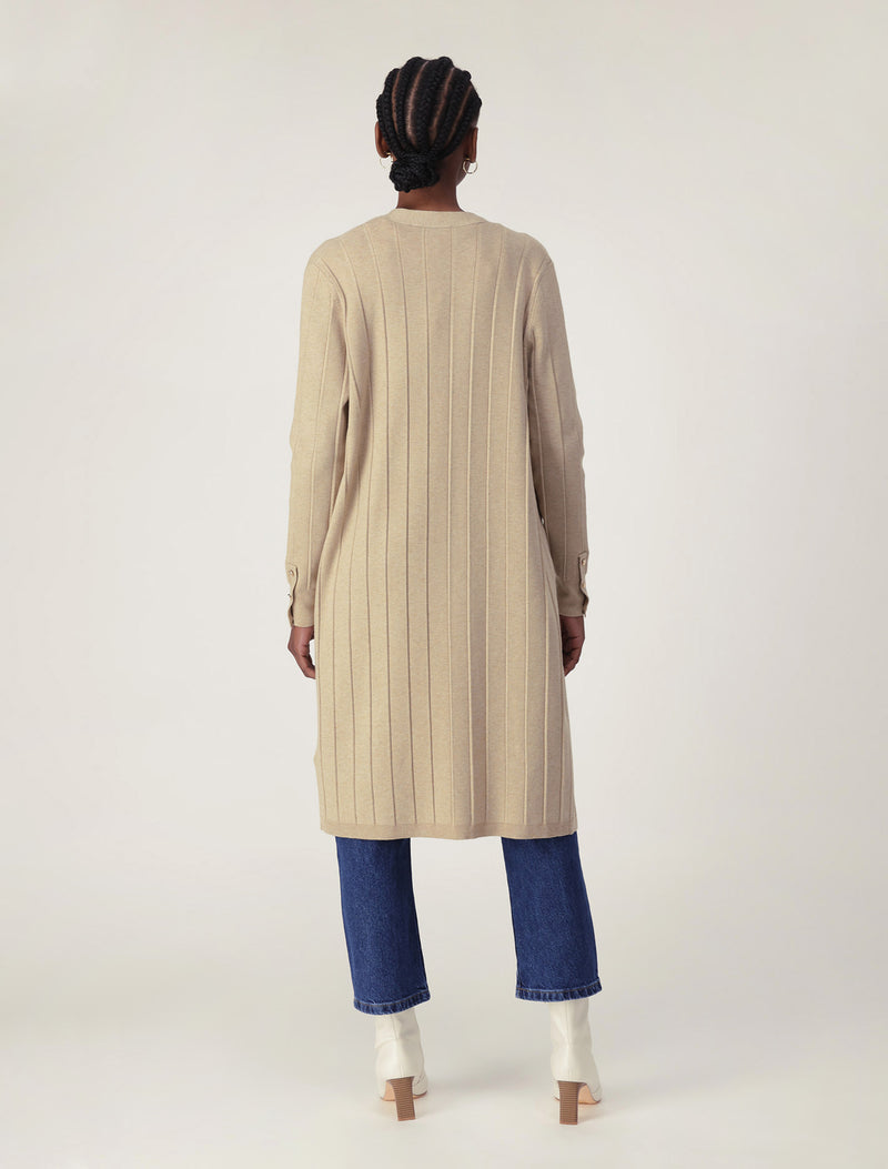 Daphne Long Line Ribbed Cardigan Forever New