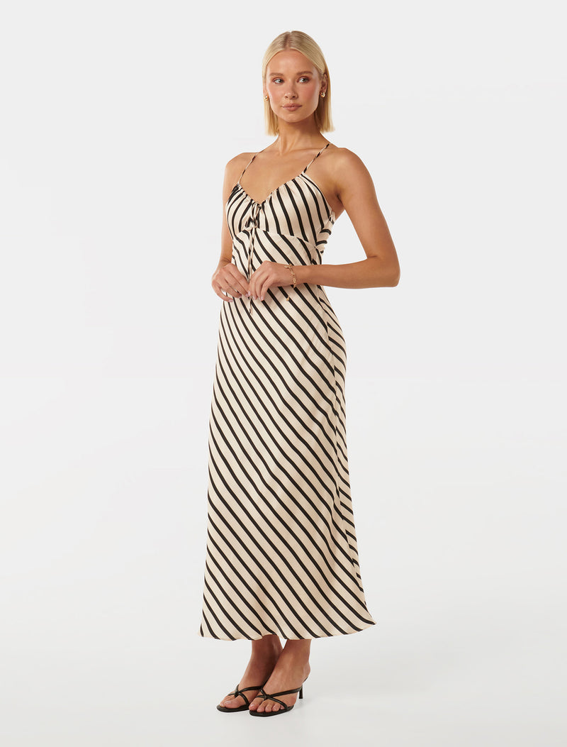 Abby Satin Stripe Midi Dress Forever New