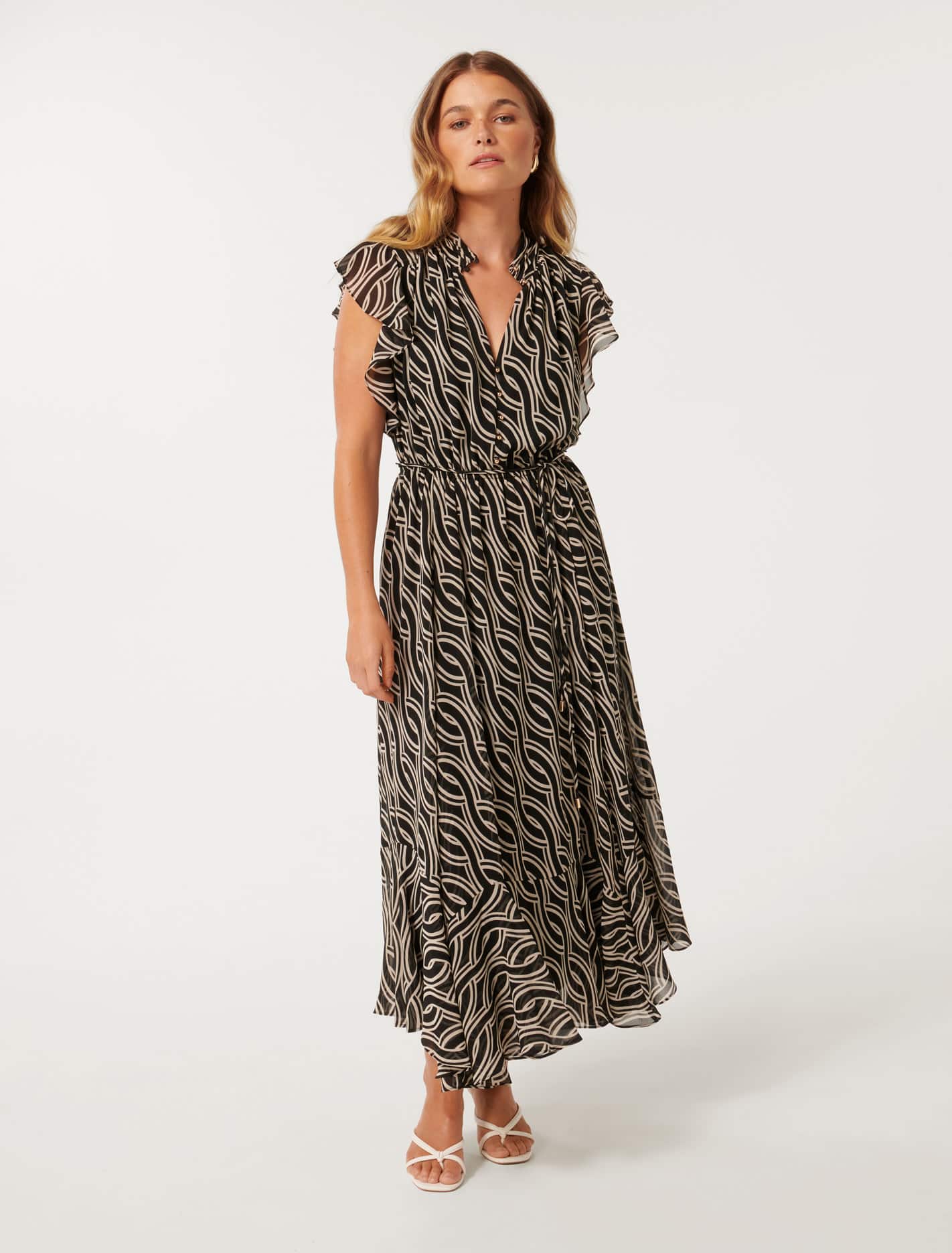 Maxine Petite Ruffle Sleeve Midi Dress 28636906