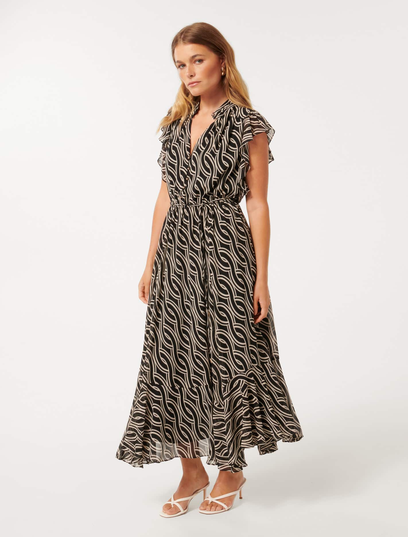 Maxine Petite Ruffle Sleeve Midi Dress 28636906