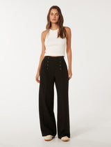 Brioney Button Detail Wide Leg Pants Forever New