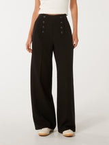 Brioney Button Detail Wide Leg Pants Forever New