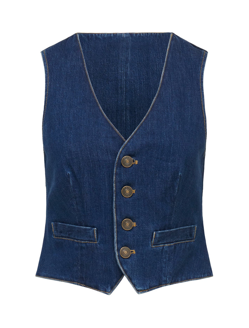 Dallas Denim Waistcoat Forever New