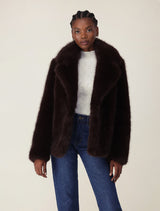 Hunter Cropped Faux Fur Coat Forever New