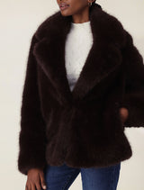 Hunter Cropped Faux Fur Coat Forever New