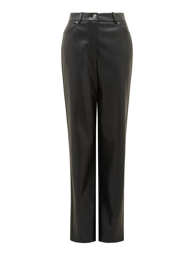 Una Vegan Leather Straight Leg Pants Forever New