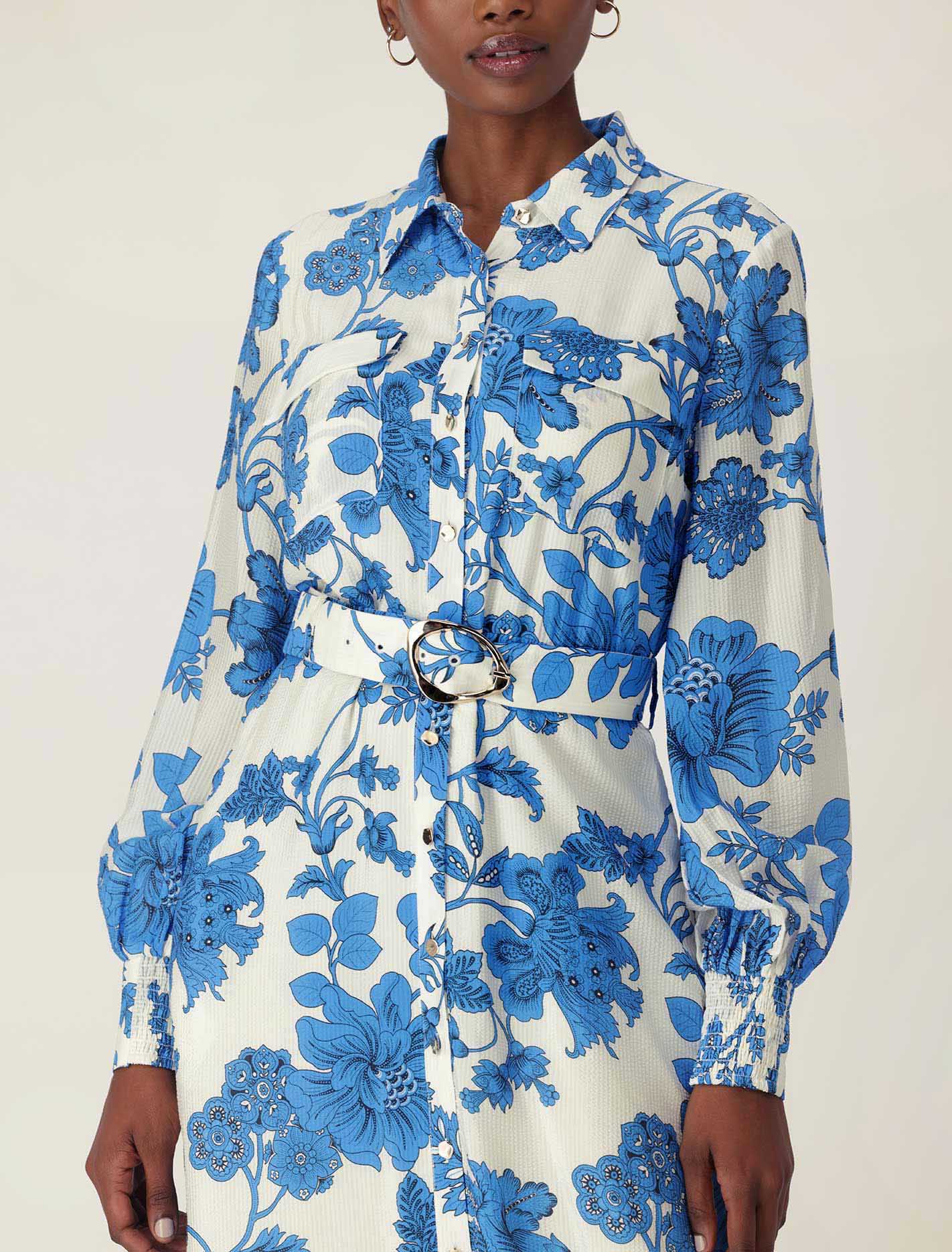 Janie Printed Shirt Midi Dress Forever New