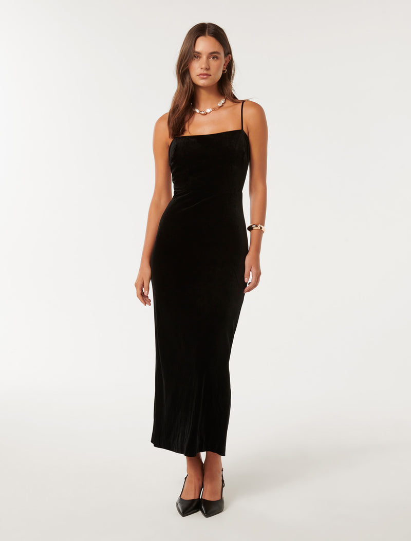 Skyler Strappy Velvet Midi Dress Forever New