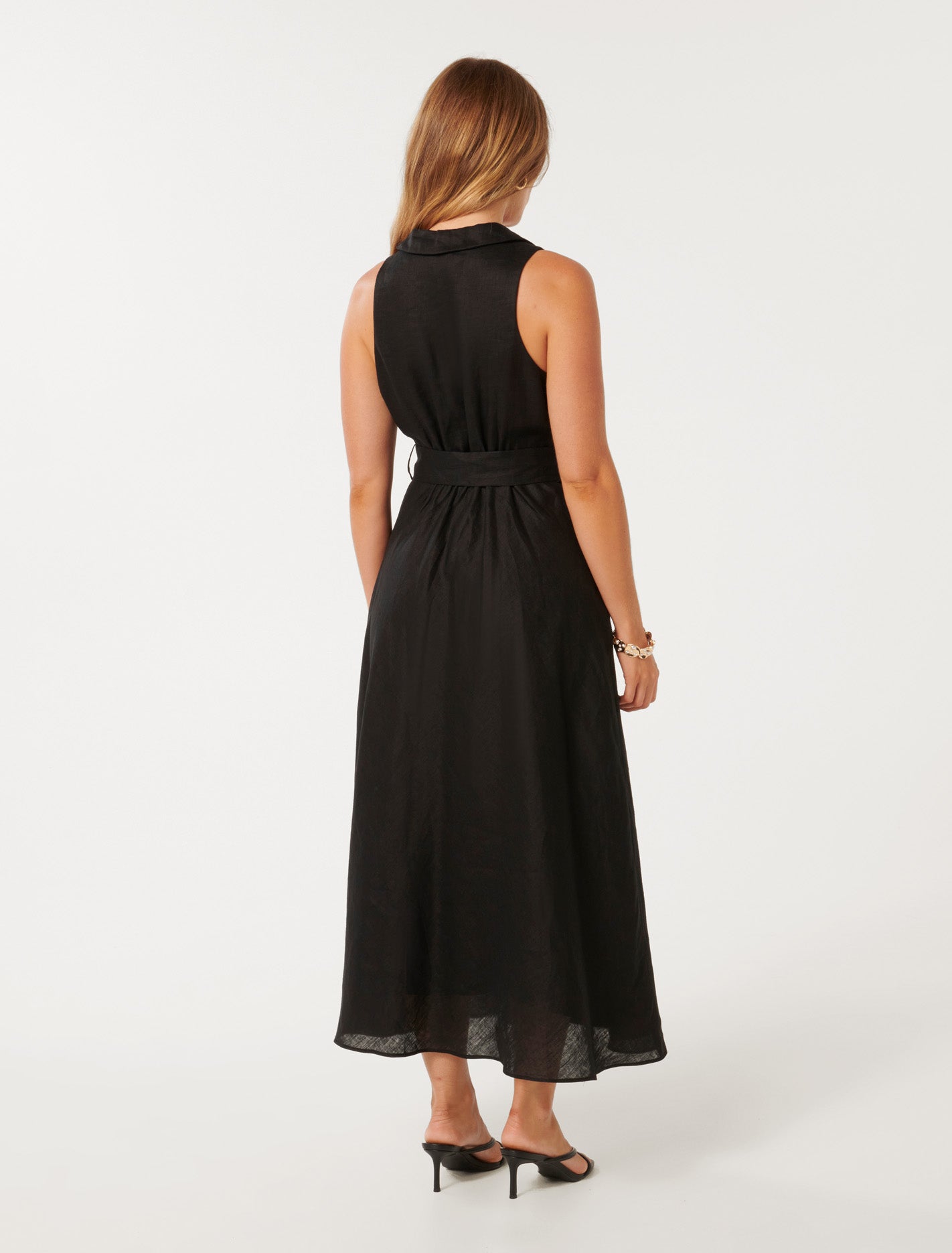 Paulina Petite Collar Detail Belted Midi Dress Forever New