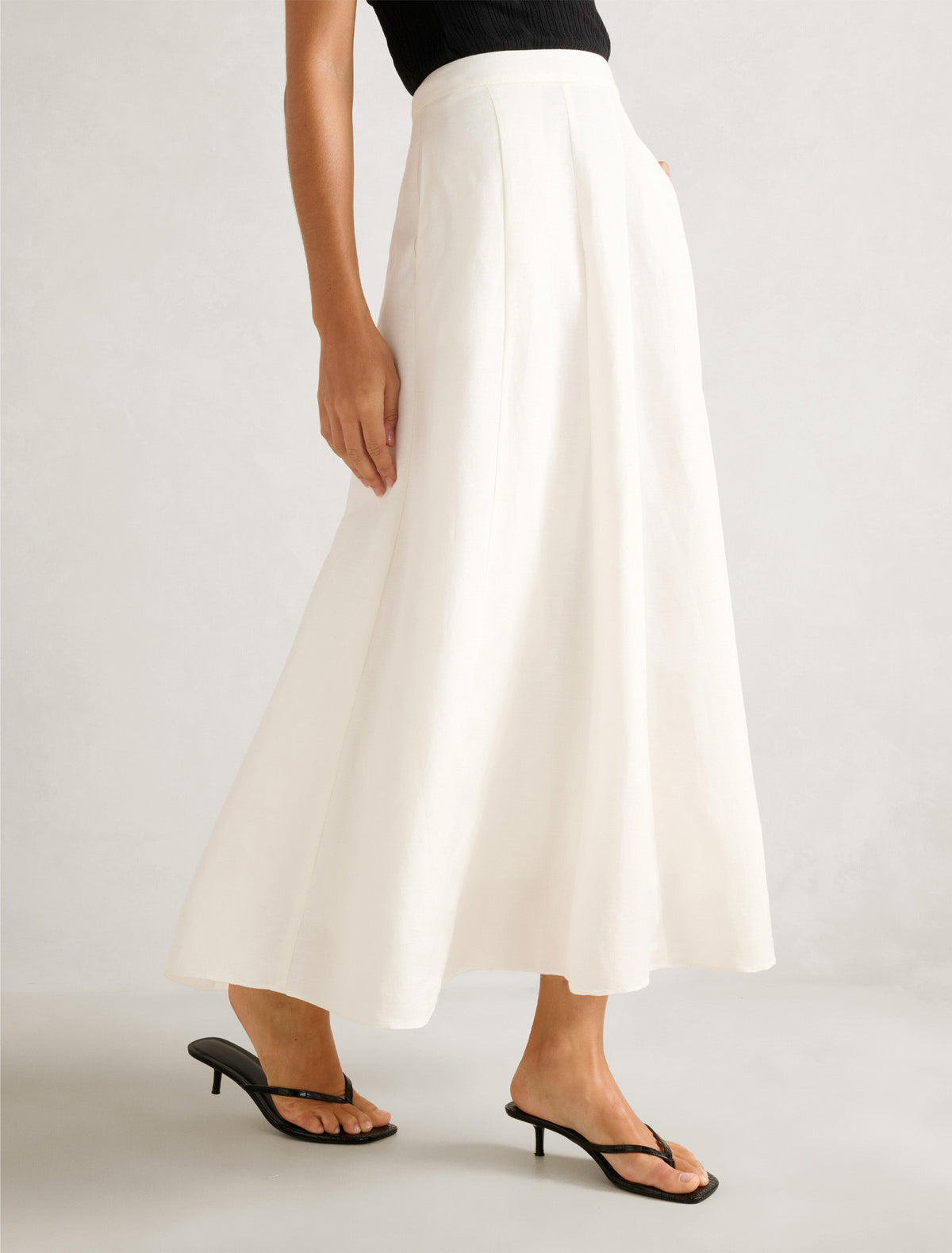 Georgina Linen Blend Midi Skirt