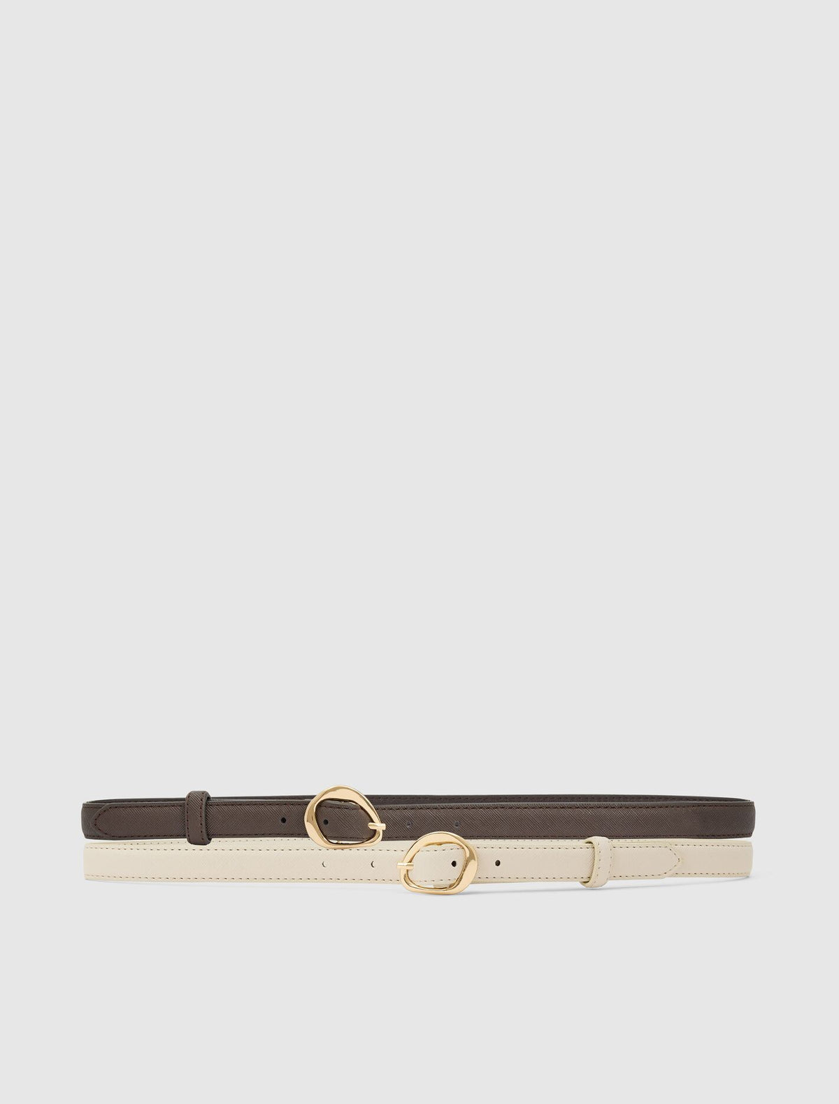 Ali 2 Pack Abstract Buckle Belt Chocolate Ivory Forever New