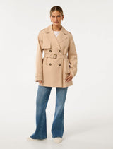 Rhea Petite Water Resistant Mid Trench Coat Forever New