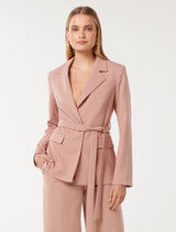 Iris Belted Blazer Soft Pink Suit Forever New