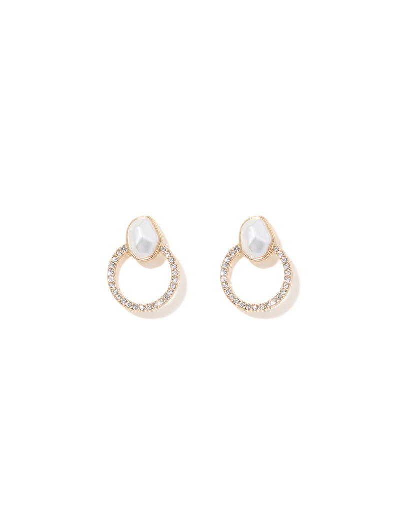 Regan Round Pearl & Stone Earrings Forever New