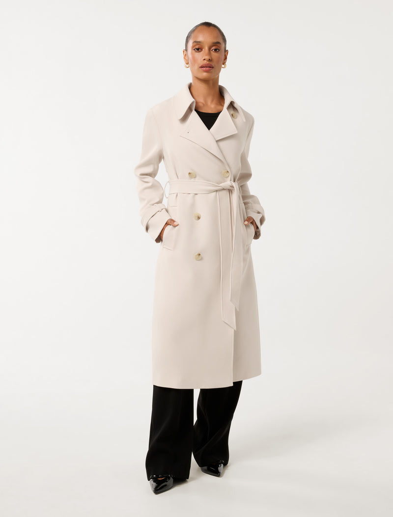 Leanne Petite Crepe Trench Coat Forever New