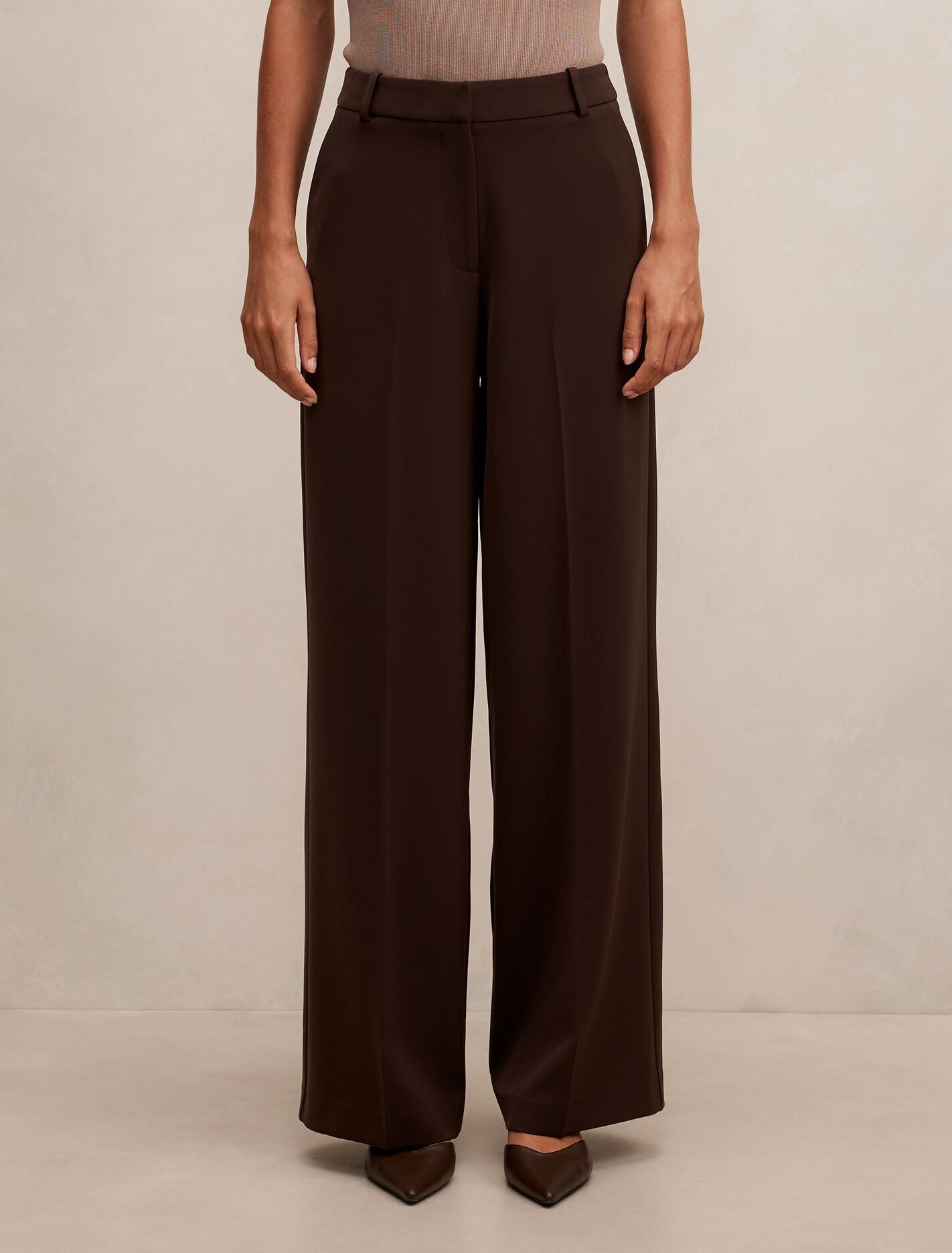 Oaklyn Wide Leg Pants Chocolate Suit Forever New